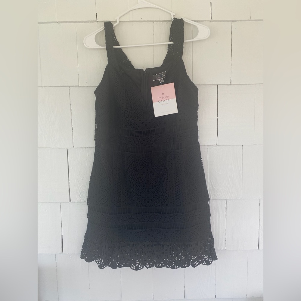 Blue blush black mini dress